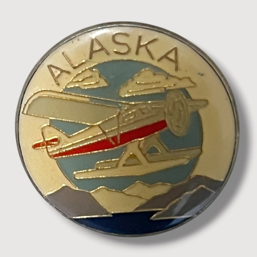 Alaska Seaplane Vintage Tourism Souvenir Lapel Vest Hat Pin H12